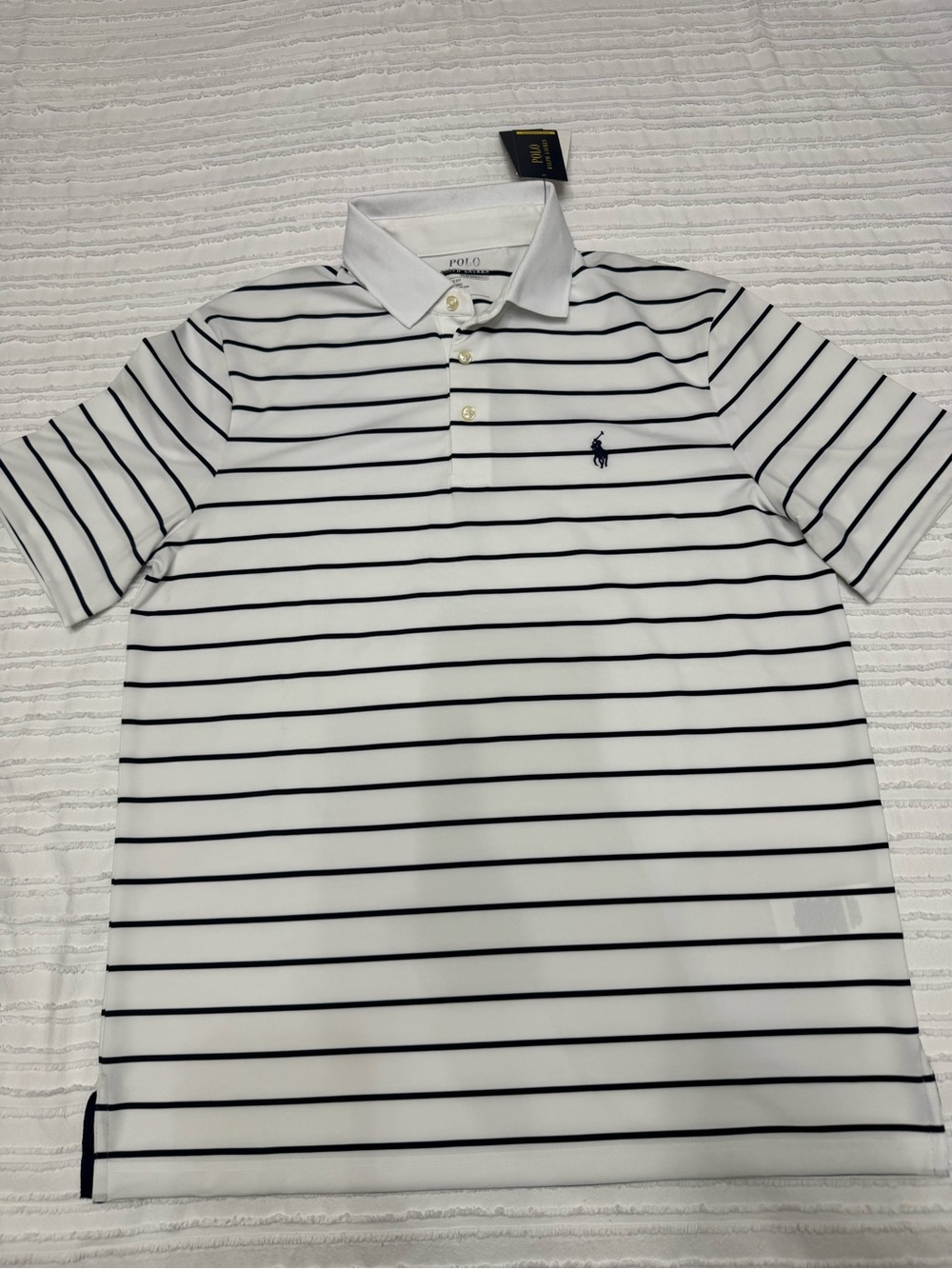 Polo by Ralph Lauren White Polo with Navy Stripe